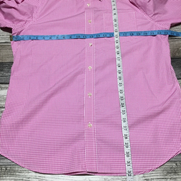 Banana Republic Non Iron Tailored Slim Fit Gingham Plaid Men’s XL Pink White - Picture 2 of 8